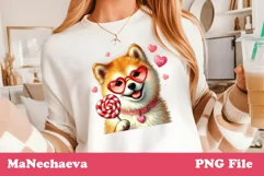 Cute Valentine Pomeranian Sublimation PNG | Dog Design Product Image 3