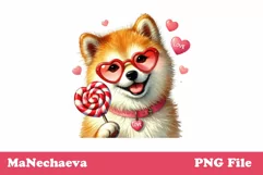 Cute Valentine Pomeranian Sublimation PNG | Dog Design Product Image 1