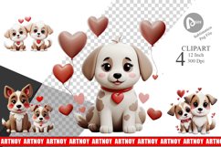 Valentine Dog Clipart Product Image 1