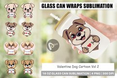 Glass Can Wraps Valentine Dog Cartoon Product Image 1