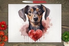 Valentine Dog Cutting Board Png, Cutting Board Sublimation, Kitchen Png, Rectangular Design Png