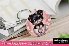 Valentine Dog Keychain - Cute Round Sublimation Design