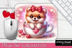 Valentine Dog Mousepad Sublimation Pomeranian Puppy Design