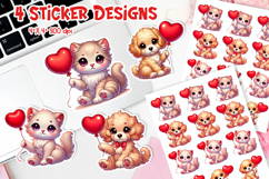 Valentine’s Day Stickers Printable | Cute Puppy and Kitten Product Image 1