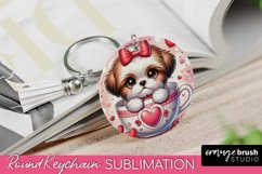 Valentine Dog Sublimation Keychain - Round Design Keychain