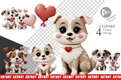 Valentine Dog Clipart Product Image 1