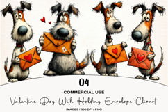 Valentine Dog With Holding Envelope Clipart Product Image 1