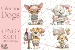 Valentine Dog Clipart PNG, Cute Valentine Dogs, Kids Product Image 1