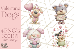Valentine Dog Clipart PNG, Cute Valentine Dogs, Kids Product Image 1
