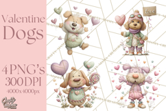Valentine Dog Clipart PNG, Cute Valentine Dogs, Kids Product Image 1