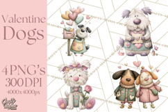 Valentine Dog Clipart PNG, Cute Valentine Dogs, Kids Product Image 1
