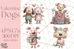 Valentine Dog Clipart PNG, Cute Valentine Dogs, Kids Product Image 1