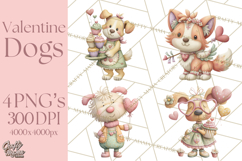Valentine Dog Clipart PNG, Cute Valentine Dogs, Kids Product Image 1