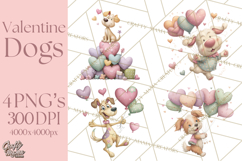 Valentine Dog Clipart PNG, Cute Valentine Dogs, Kids Product Image 1
