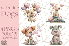 Valentine Dog Clipart PNG, Cute Valentine Dogs, Kids Product Image 1