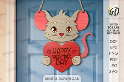 3D Valentine's Day Door Hanger Laser Cut. Mouse SVG Product Image 1