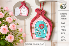 Valentine's Day Door Tag Laser Cut. Door Knob Hanger SVG Product Image 1