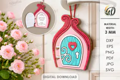 Valentine's Day Door Tag Laser Cut. Door Knob Hanger SVG Product Image 1