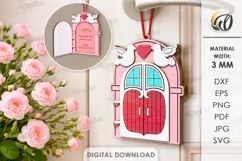 Valentine's Day Door Tag Laser Cut. Door Knob Hanger SVG Product Image 1