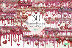 Valentine Dripping Hearts Clipart Product Image 1