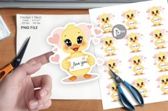 Valentine Duck Cartoon Sticker Product Image 1