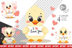 Valentine Duck Cartoon Clipart Product Image 1