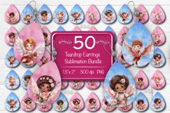 Valentine earring sublimation teardrop earrings sublimation design with a watercolor Baby Angels. 