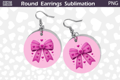 Red Bow Round Earrings | Valentine Round Earrings Product Image 1