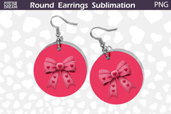 Red Bow Round Earrings | Valentine Round Earrings Product Image 1