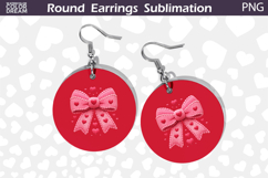 Red Bow Round Earrings | Valentine Round Earrings Product Image 1