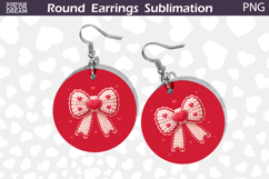 Red Bow Round Earrings | Valentine Round Earrings Product Image 1