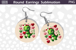 Cute Dino Heart Round Earrings | Dinosaur Valentine Earrings Product Image 1