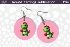 Cute Dino Heart Round Earrings | Dinosaur Valentine Earrings Product Image 1