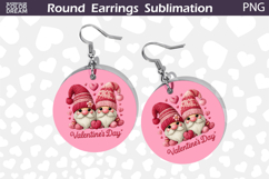 Couple Gnomes Round Earrings | Dinosaur Valentine Earrings Product Image 1