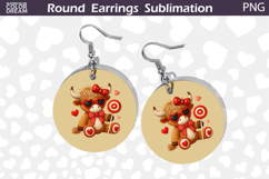 Highland Cow Round Earrings | Valentine Earrings Product Image 1