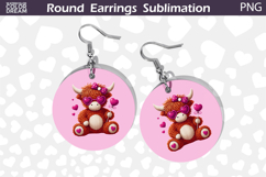 Highland Cow Round Earrings | Valentine Earrings Product Image 1