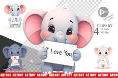 Valentine Elephant Cartoon Clipart Product Image 1