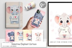 Digital Paper Valentine Elephant Cartoon Product Image 1