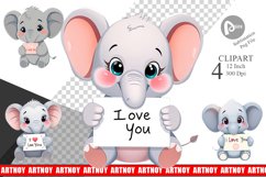 Valentine Elephant Cartoon Clipart Product Image 1