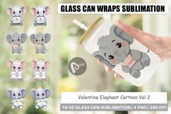 Glass Can Wraps Valentine Elephant Cartoon Product Image 1