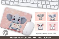 Mouse Pad Valentine Elephant Cartoon Product Image 1