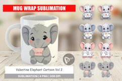 Mug Wrap Design Valentine Elephant Cartoon Product Image 1
