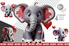 Valentine Elephant Clipart Product Image 1