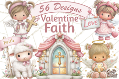 Christian Faith Clipart PNG, Angels Doves Lambs With Crosses Product Image 1