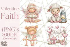 Christian Faith Clipart PNG, Angels Doves Lambs With Crosses Product Image 1
