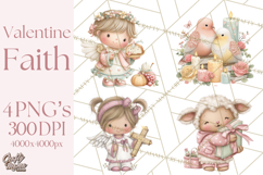 Christian Faith Clipart PNG, Angels Doves Lambs With Crosses Product Image 1
