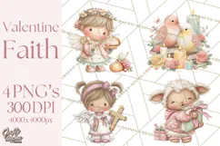 Christian Faith Clipart PNG, Angels Doves Lambs With Crosses Product Image 1