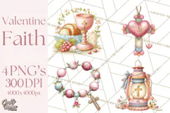 Christian Faith Clipart PNG, Angels Doves Lambs With Crosses Product Image 1