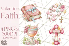 Christian Faith Clipart PNG, Angels Doves Lambs With Crosses Product Image 1