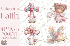 Christian Faith Clipart PNG, Angels Doves Lambs With Crosses Product Image 1